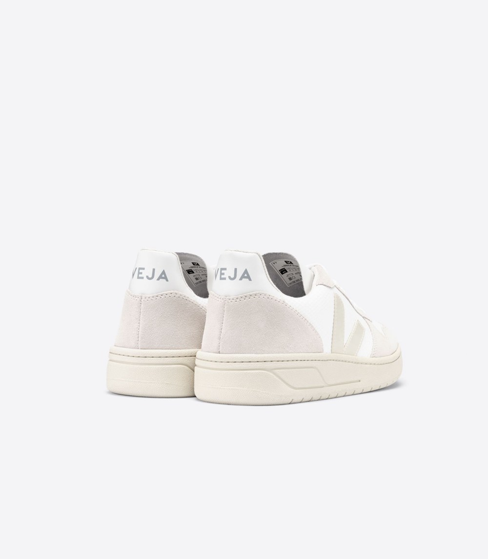 Veja Trainers Mens White/Beige - V-10 B-mesh - BQFS-96701